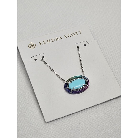 Kendra Scott Handmade Necklace Rhodium Plated Crystal Mother Of Pearl Charm NWT - Picture 6 of 10